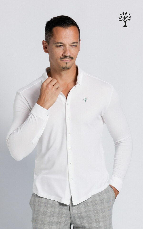 Herren Hemd mit Knopfleiste von Wood Fashion aus Tencel in weiss