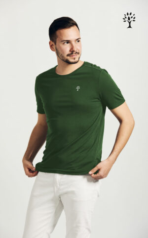 Herren T-Shirt aus Tencel, grün, wood fashion, holzstoff