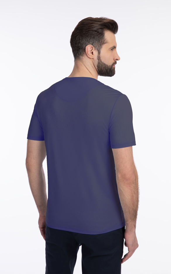 Herren T-Shirt aus Tencel mit Rundhalsausschnitt dunkelblau hinten