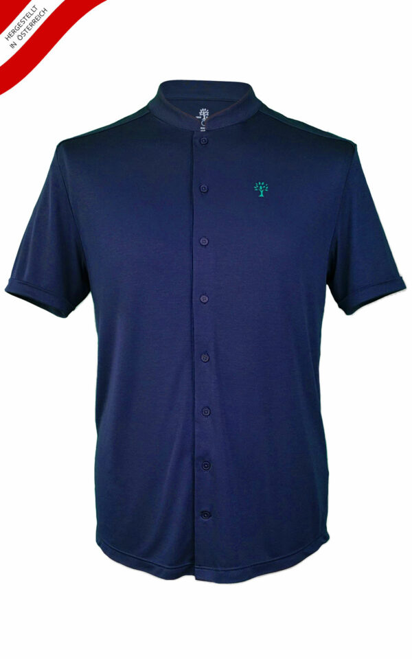 Hemolo Shirt, Polo, Hemd kurzarm, dunkelblau, tencel, wood fashion,